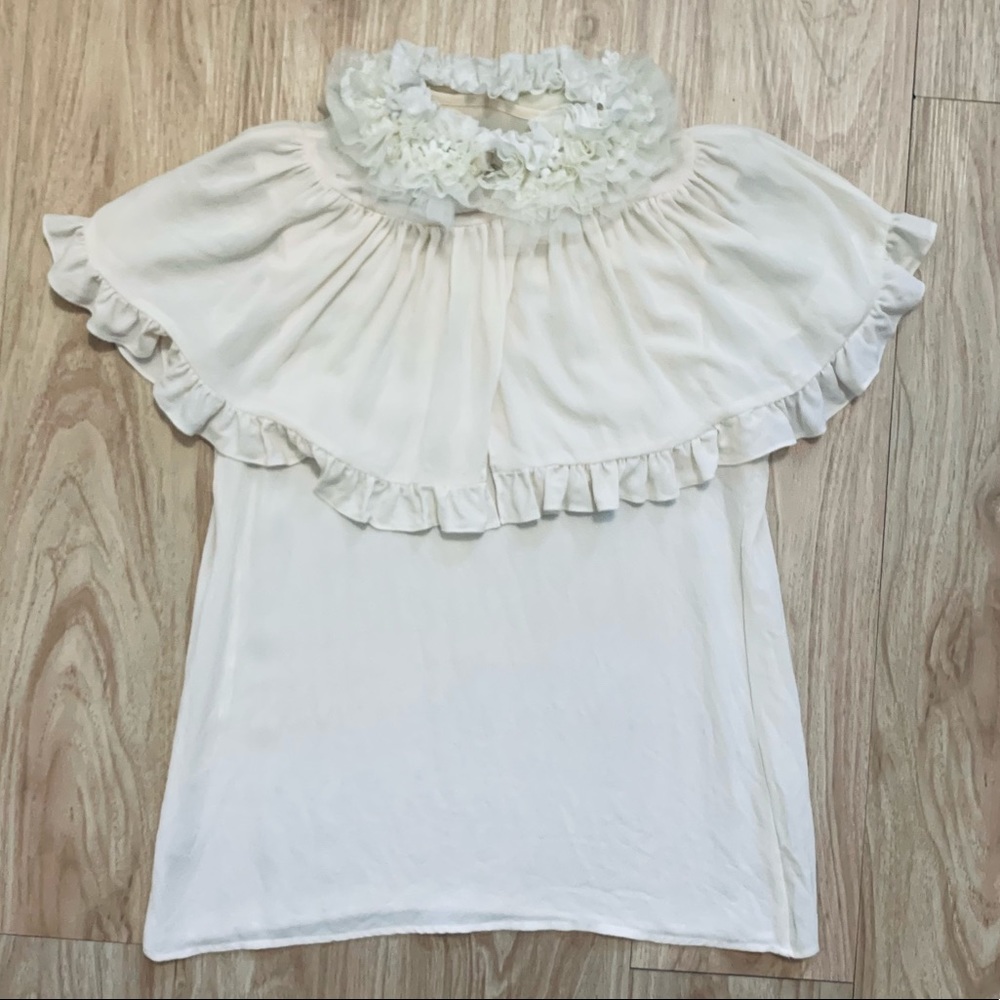 RARE Anthropologie Silk Beaded Cream Top by MISE EN SCENE x RUFFIAN